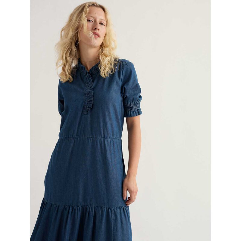 Seasalt Cornwall Feather Star Dress Mid Wash Indigo image number 2